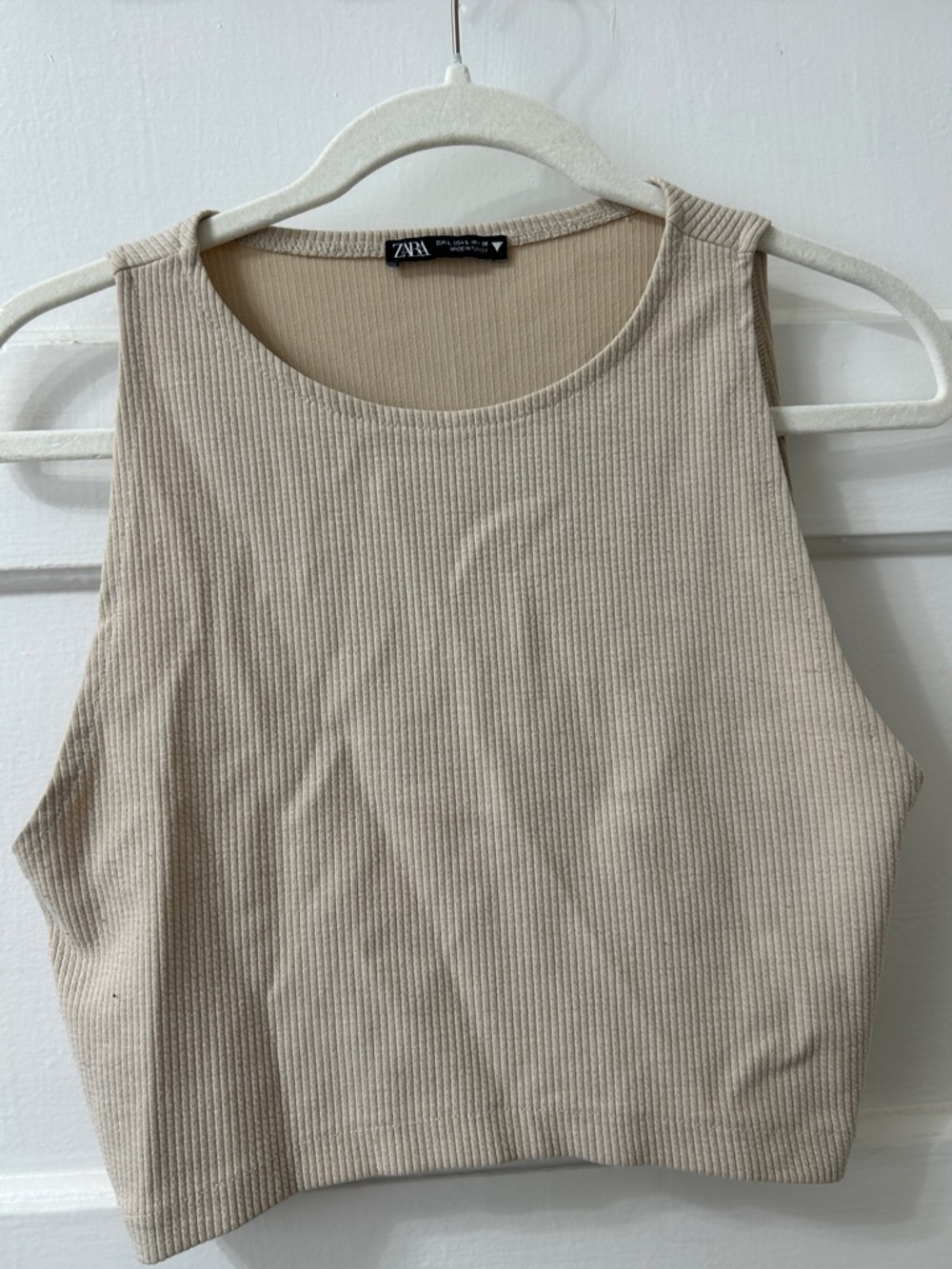 ZARA Beige Ribbed Cropped Tank